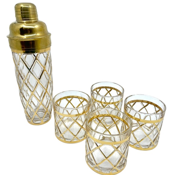 Altuzarra 18 Karat Gold Cocktail Shaker and Glassware - a Set of 5 - Picture 2 of 7